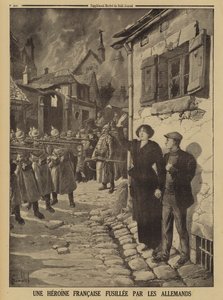 Crimini di guerra tedeschi: una giovane donna fucilata da un plotone di esecuzione in un villaggio francese, Prima Guerra Mondiale da Louis Charles (after) Bombled
