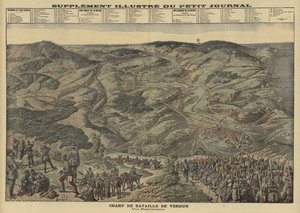Vista panoramica del campo di battaglia di Verdun, Francia, Prima Guerra Mondiale