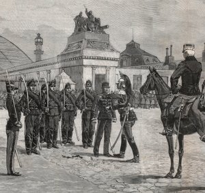 Degradazione di Alfred Dreyfus - Caso Dreyfus: La degradazione di Alfred Dreyfus nel cortile della Scuola Militare di Parigi, 5 gennaio 1895. Incisione in 