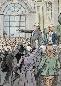 Rivoluzione Francese: Il deputato Jean Sylvain Bailly (1736-1793) eletto sindaco di Parigi il 15/07/1789 alla presenza di La Fayette da Louis Charles Bombled