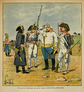 Illustrazione di Louis Bombled (1862-1927) dal conte Emmanuel de Las Cases (1766-1842): Durante la campagna italiana, Bonaparte interroga un ufficiale prigioniero austriaco, Collezione privata