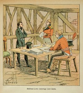 Il governatore Hudson Lowe interroga Las Cases, Collezione Privata da Louis Charles Bombled