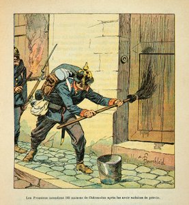 I prussiani incendiano 193 case dopo la cattura della città di Chateaudun, dopo averle cosparse di olio in ottobre da Louis Charles Bombled