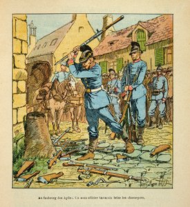 Dopo la cattura della città di Orleans in ottobre 1870, un sottufficiale bavarese rompe i cacciatori da Louis Charles Bombled