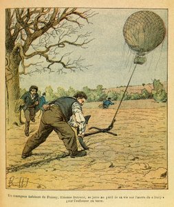 Battaglia di Nuits Saint Georges; i contadini cercano di trattenere un pallone di osservazione da Louis Charles Bombled