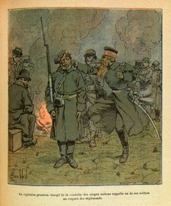 Un capitano prussiano incaricato della conduzione degli ostaggi di Nuits Saint Georges richiama uno dei suoi soldati da Louis Charles Bombled