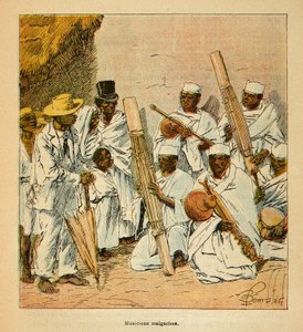 La guerra in Madagascar - Storia aneddotica delle spedizioni francesi del 1885-1895 di Henri Galli dit Galllichet (1854-1922), illustrata da Louis Bombled (1862-1927): Musicisti malgasci nel XIX secolo da Louis Charles Bombled