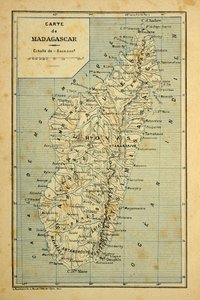 La guerra in Madagascar: Storia aneddotica delle spedizioni francesi del 1885-1895 di Henri Galli, illustrata da Louis Bombled: Mappa del Madagascar, Collezione privata