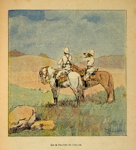 La guerra in Madagascar - Storia aneddotica delle spedizioni francesi del 1885-1895 di Henri Galli detto Galllichet (1854-1922), illustrato da Louis Bombled (1862-1927): Militari in ricognizione al confine di Imerina in Madagascar nel 1895