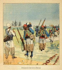 La guerra in Madagascar: Sbarco dei Turcos a Majunga da Louis Charles Bombled