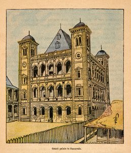 La guerra in Madagascar-Storia aneddotica delle spedizioni francesi del 1885-1895 di Henri Galli, illustrato da Louis Bombled: Il Gran Palazzo della regina Ranavalona III a Tananarive da Louis Charles Bombled