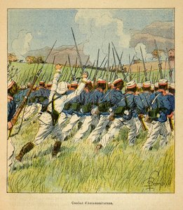 La guerra in Madagascar-Storia aneddotica delle spedizioni francesi del 1885-1895 di Henri Galli, illustrato da Louis Bombled: Truppe francesi durante le battaglie di Antanamitarana nel 1895 da Louis Charles Bombled