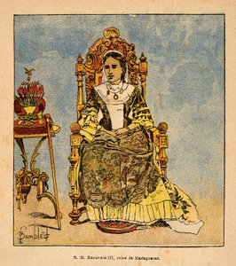 La guerra in Madagascar-Storia aneddotica delle spedizioni francesi del 1885-1895 di Henri Galli, illustrato da Louis Bombled: Ritratto della regina Ranavalona III (1861-1917), regina del Madagascar