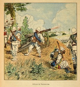 La guerra in Madagascar-Storia aneddotica delle spedizioni francesi del 1885-1895 di Henri Galli detto Galllichet (1854-1922), illustrato da Louis Bombled (1862-1927): Difesa di Tsarasaotra nel 1895, Collezione privata