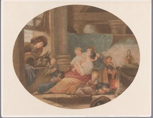 Interno con famiglia con sei bambini da Louis Charles Gautier Dagoty