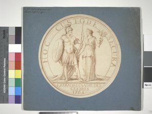 Design della medaglia, Guerra e Pace: HOC CUSTODE SECURA da Louis Claude (attr. to) Vassé
