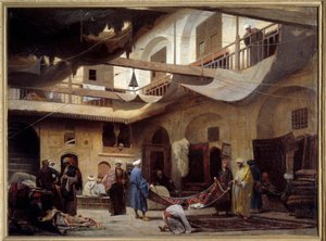 Il bazar dei tappeti nel Khan-Khabil al Cairo nel 1866 da Louis Claude Mouchot