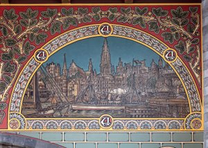 Edificio della stazione ferroviaria (Sint-Pietersstation). Interno. 1912. La sala d