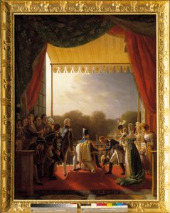 Luigi XVIII, circondato dai membri della famiglia reale, assiste dal balcone delle Tuileries al ritorno dell