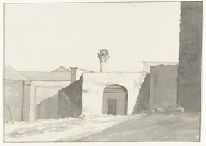 Colonna antica e edifici nel porto di Brindisi da Louis Ducros