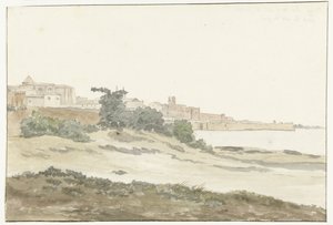 Veduta di Barletta situata sulla costa da Louis Ducros