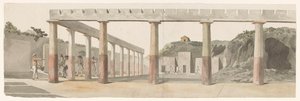 Veduta delle caserme romane e della colonnata di Pompei da Louis Ducros