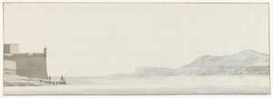 Veduta della costa della Calabria dal punto estremo della fortezza di Messina (Voyage en Italie, en Sicile et à Malte - 1778)