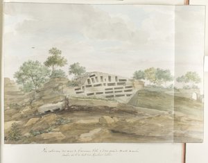 Veduta delle mura di Agrigento e molte tombe rupestri da Louis Ducros