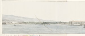 Veduta del porto di Messina e delle montagne della Calabria dalla banchina da Louis Ducros