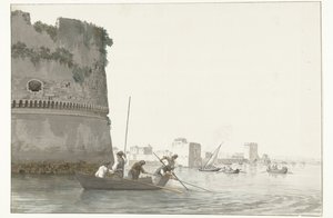 Pescatori di cozze sul Mare Piccolo presso le fortificazioni di Taranto