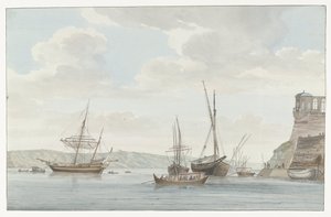 Padiglione del Jardin du Grand-Maître, di fronte al porto delle galee a Malta (Voyage en Italie, en Sicile et à Malte - 1778) da Louis Ducros
