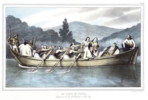 Ali Pascià di Giannina (1741-1822), caccia sul lago Butrinto nel marzo 1819. in "Viaggio ad Atene e Costantinopoli, o raccolta di ritratti greci e ottomani, vedute e costumi, dipinti sul posto secondo natura, litografie e colori di Louis Dupré (1789-1837), da Louis Dupré