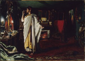 Mounet-Sully che si trucca nel suo camerino prima di una rappresentazione di "Œdipe roi" da Louis Edouard Paul Fournier
