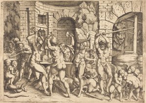 La fucina di Vulcano da Louis Elle I after Francesco Primaticcio