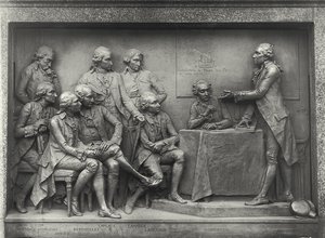 Antoine Laurent Lavoisier (1743-94) che spiega la sua analisi dell