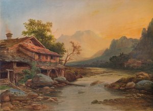 Villaggio di montagna svizzero, 1831, 1938 da Louis Etienne Watelet