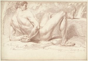 Nudo maschile sdraiato, con le braccia dietro la schiena