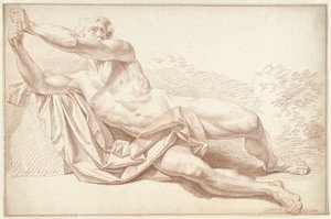 Nudo maschile, sdraiato sul fianco, verso sinistra da Louis Fabritius Dubourg