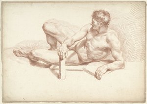 Nudo maschile sdraiato, appoggiato sul braccio sinistro