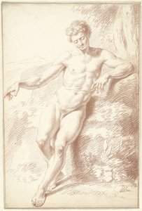 Nudo maschile, in piedi, appoggiato sul braccio sinistro da Louis Fabritius Dubourg