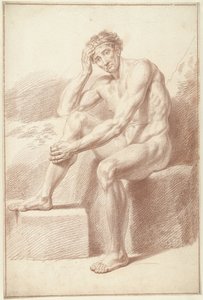 Nudo maschile, seduto con ginocchia piegate da Louis Fabritius Dubourg