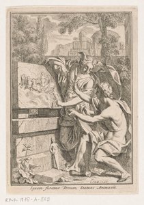 Donna con testa alata mostra un bassorilievo a un giovane uomo da Louis Fabritius Dubourg