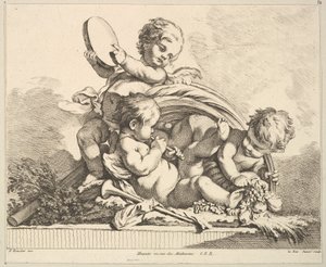 Tre Cupidi, Due che suonano musica, Uno che tiene foglie di palma