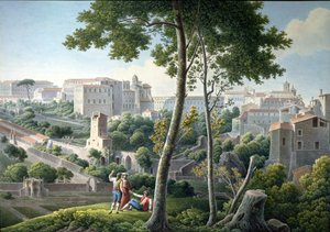 Veduta del colle Quirinale a Roma, con la Villa Colonna sullo sfondo, c.1800