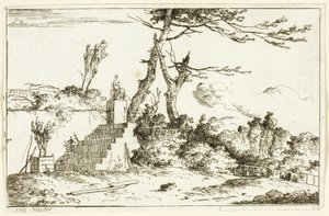 Paesaggio con statua classica da Louis Gabriel Moreau