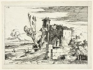 Paesaggio con vecchio portale da Louis Gabriel Moreau