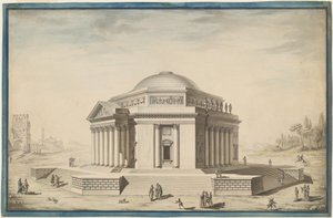 Tempio esagonale in un paesaggio italianeggiante da Louis Gustave Taraval