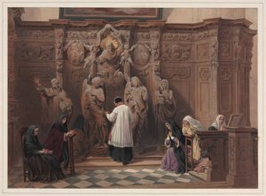 Confessionale, Chiesa di San Paolo, Anversa, 1838 da Louis Haghe