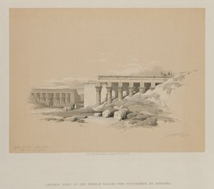 Egitto e Nubia, Volume II: Vista laterale del tempio chiamato Typhonoeum a Dendera, 1848 da Louis Haghe