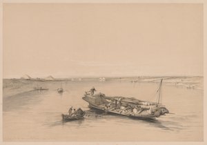 Egitto e Nubia: Volume I - N. 4, Barche di schiavi sul Nilo, vista verso..., 1838 da Louis Haghe